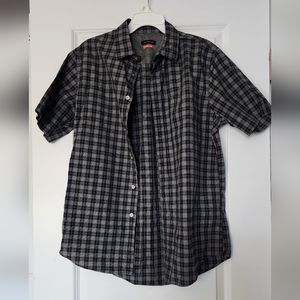 Van Heusen Short Sleeve Black Plaid